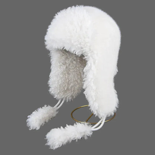 BLAKESTORE-NG Winter hat white / One Size Real Fur Wool Ushanka Hat