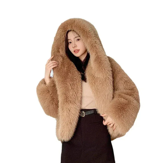 BLAKESTORE-NG Winter Jacket Eco-Friendly Faux Fox Fur Hooded Jacket for Women – Korean Premium Warm Winter Coat