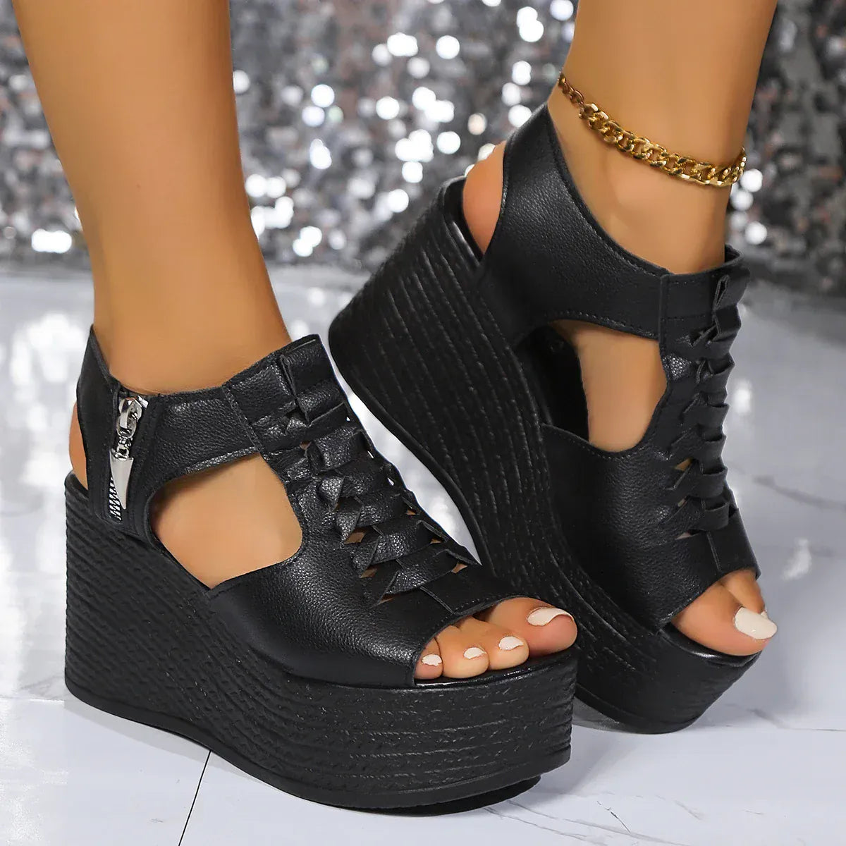BLAKESTORE-NG Women Sandals Summer New Wedges Platform Sandals Women Sexy High Heels Shoes Peep Toe Open To Walking Designer Sandals Women