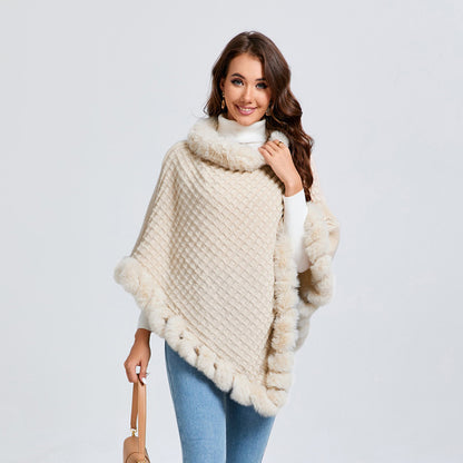 Women Winter Fur Cloak Shawl Outerwear - BLAKESTORE-NG