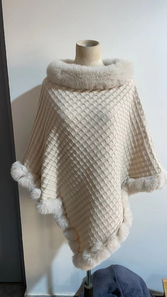 Women Winter Fur Cloak Shawl Outerwear - BLAKESTORE-NG