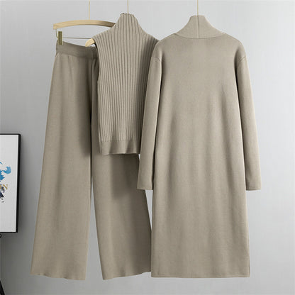 3 Pcs Suits Long Cardigan with Vest and Pants - BLAKESTORE-NG