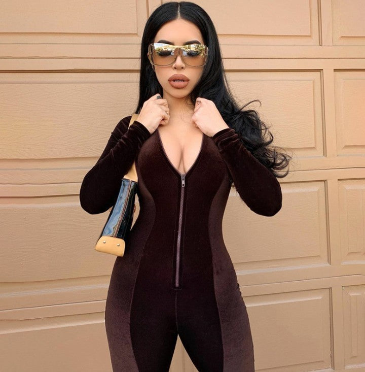 Women Long Sleeve Skinny Jumpsuit - BLAKESTORE-NG