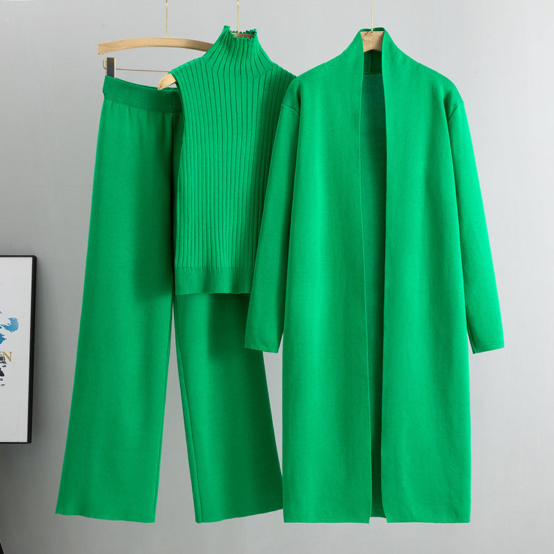 3 Pcs Suits Long Cardigan with Vest and Pants - BLAKESTORE-NG