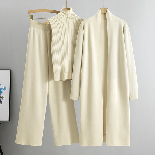 3 Pcs Suits Long Cardigan with Vest and Pants - BLAKESTORE-NG