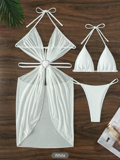 3pcs Halter Neck Bikini Beach Wear - BLAKESTORE-NG